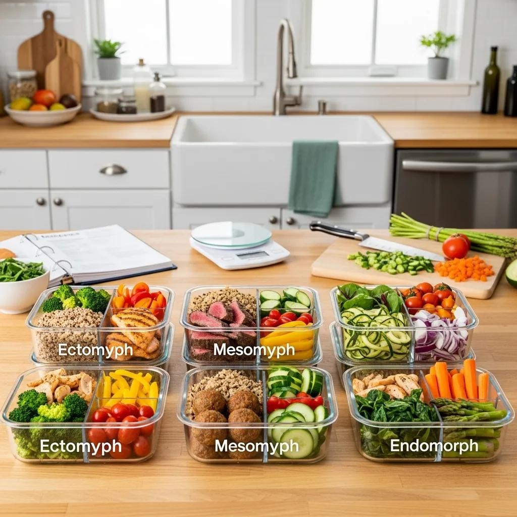 Ausgewogene Mahlzeitenplanung zur Unterstützung des Home‑Workouts für verschiedene Körpertypen Gezonde maaltijden in glazen containers
