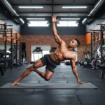 Fit individual with an endomorphic body type engaging in a fitness activity in a bright gym