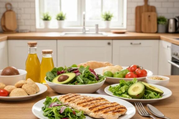 Healthy meal plan for endomorphs featuring protein-rich foods and healthy fats