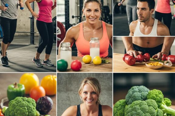Diverse group of people exercising and preparing healthy meals, representing effective weight loss strategies