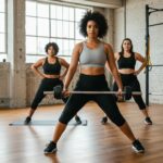 Diverse women exercising together, representing different body types and promoting body positivity