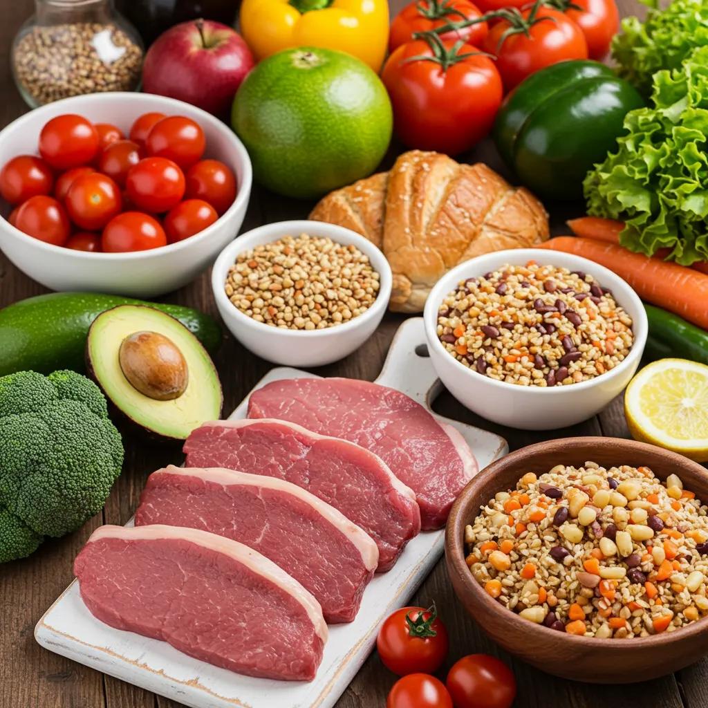 Healthy meal featuring lean meats, whole grains, and vegetables, ideal for mesomorph nutrition