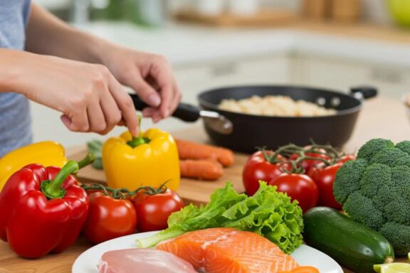 Healthy meal preparation with fresh ingredients for weight loss