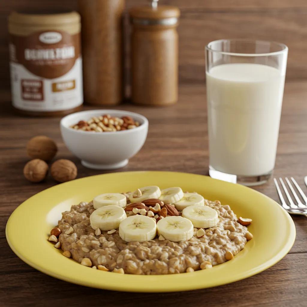 Herzhaftes Haferflocken-Frühstück für Ektomorphe mit Bananen und Nüssen