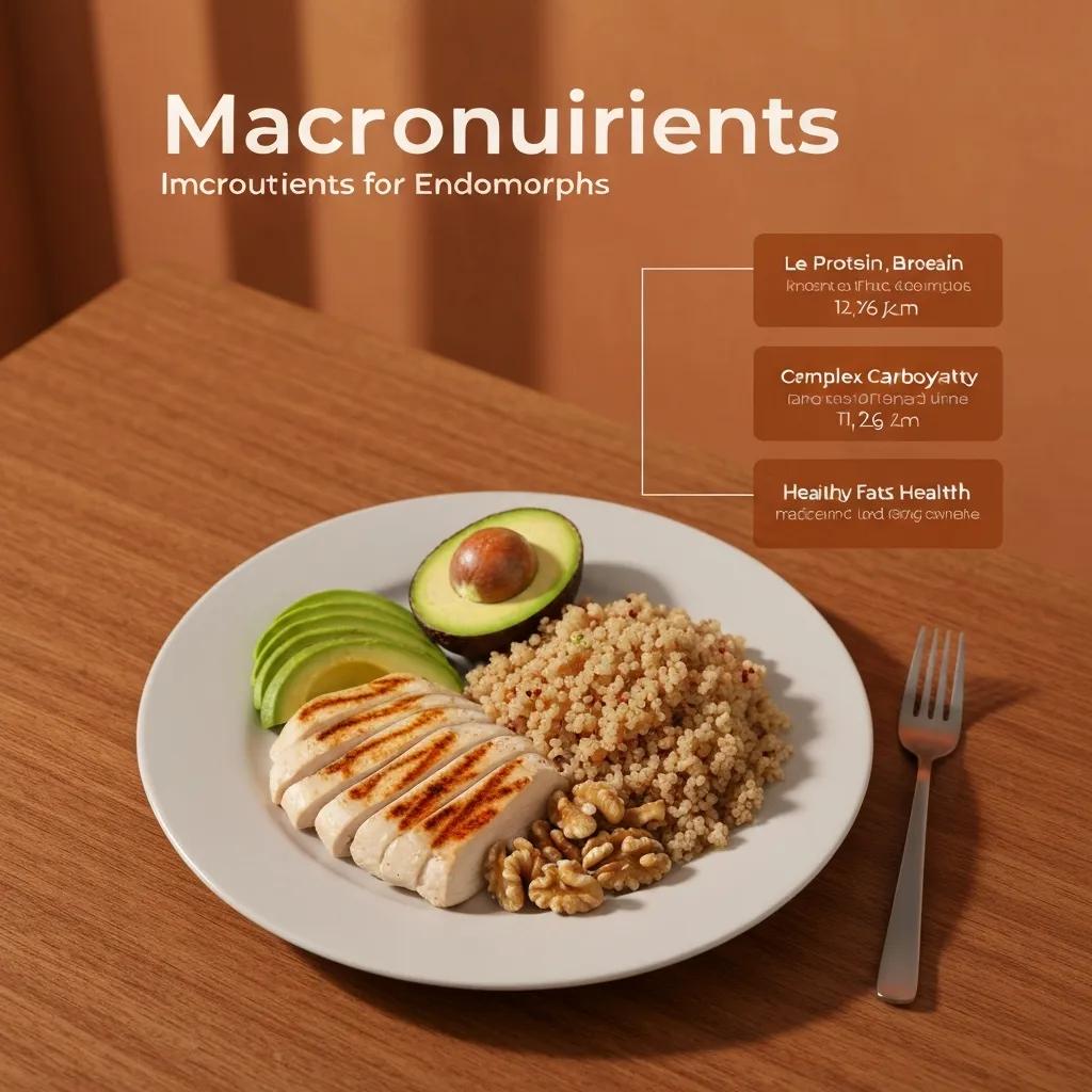 Ausgewogene Mahlzeit mit Protein, Kohlenhydraten und gesunden Fetten für Endomorphe
