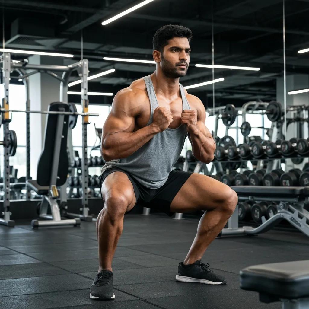 Athlet führt Kniebeuge aus – Beispiel für effektives Krafttraining zum Muskelaufbau