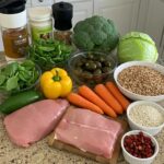 Colorful kitchen ingredients for quick healthy dinners, emphasizing fresh vegetables and lean proteins
