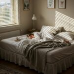 Cozy bedroom scene with a person napping, highlighting the benefits of powernaps for relaxation and recovery
