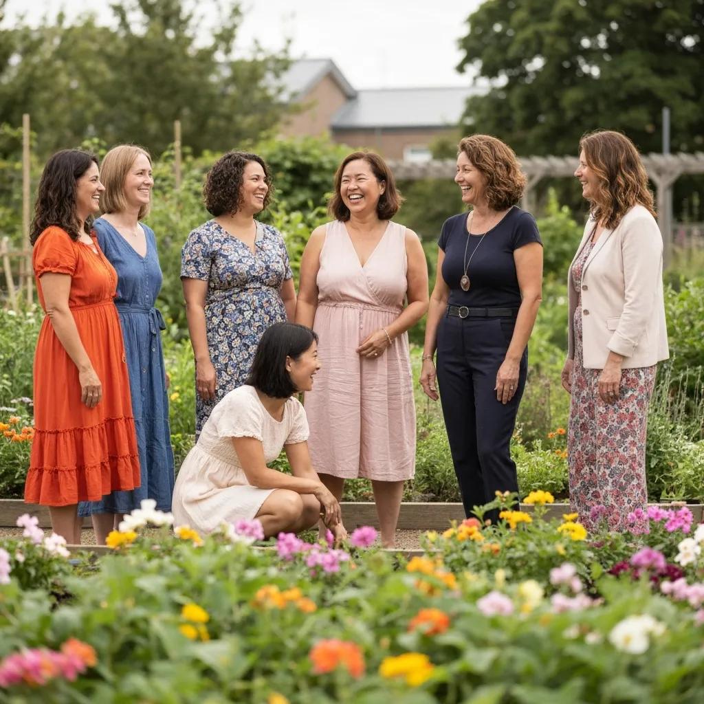 Verschiedene Frauen über 40 zeigen unterschiedliche Körpertypen in schmeichelhaften Outfits