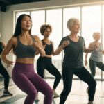 Diverse women representing different body types engaging in fitness activities, promoting health and empowerment