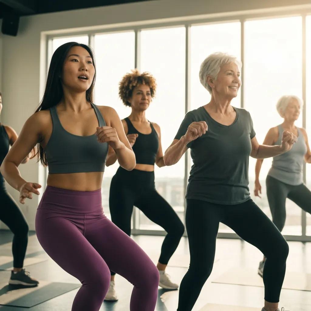Diverse women representing different body types engaging in fitness activities, promoting health and empowerment