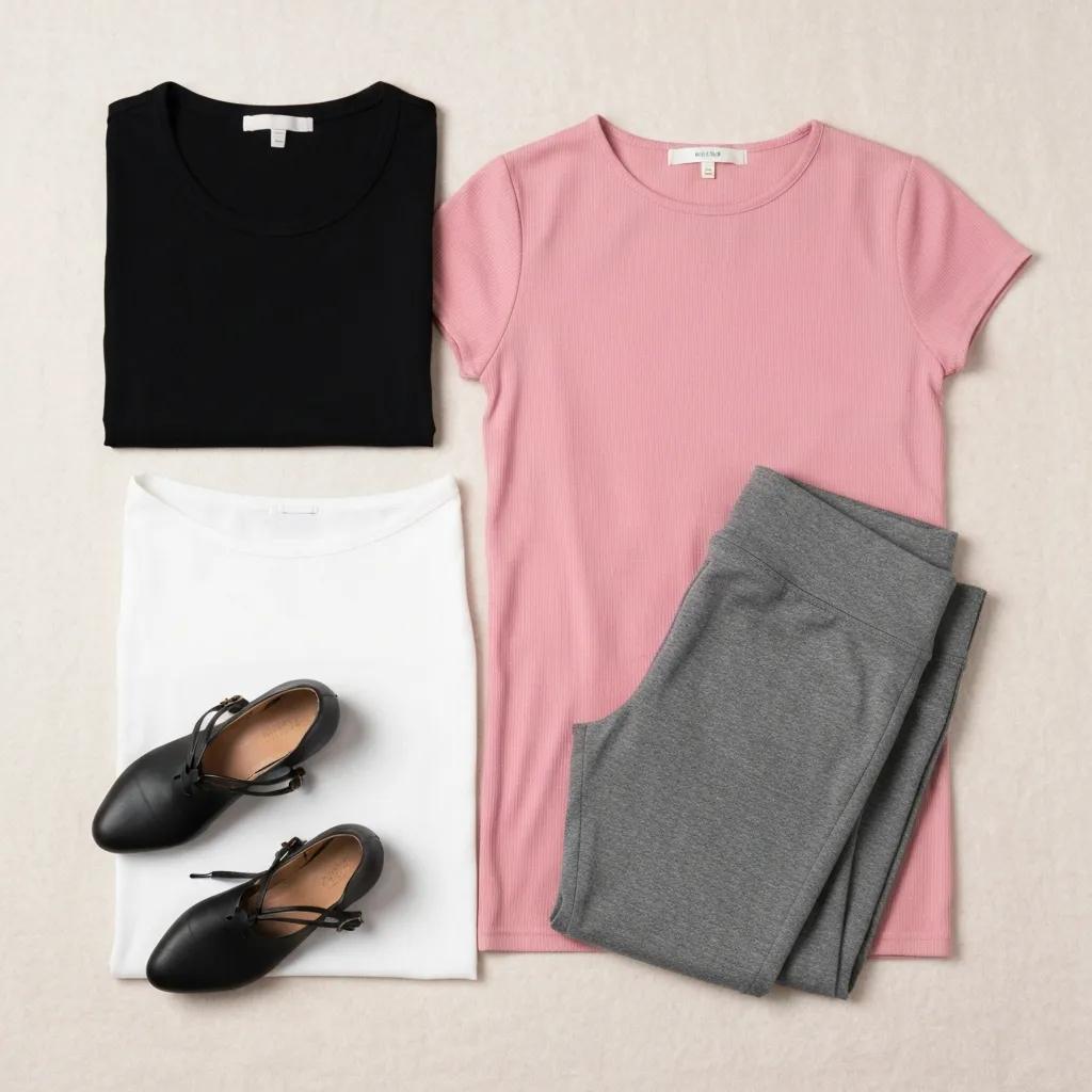 Flatlay mit pinken Kleidungsstücken kombiniert mit neutralen Farben — Inspiration für tragbare Alltagslooks