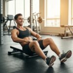 Fit individual with endomorphic body type exercising in a gym, representing strategies for losing belly fat