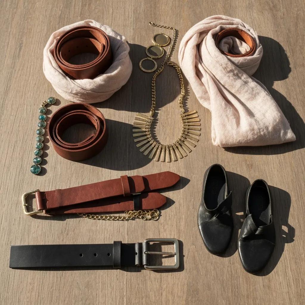 Accessoires wie breite Gürtel und voluminöse Taschen für mehr Proportion