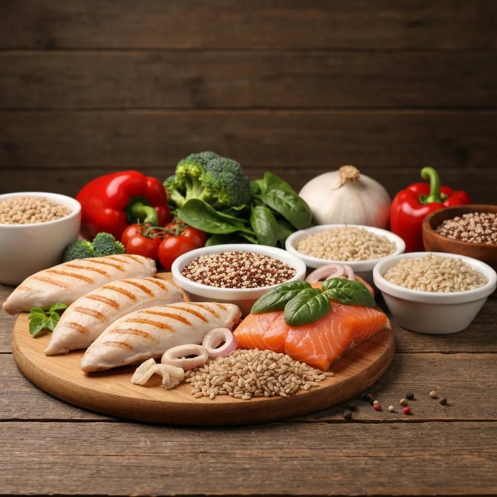 Gesunde Lebensmittel für Mesomorphe: mageres Fleisch, Vollkorn, Gemüse