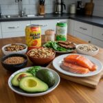 Healthy meal options for ectomorphs including avocados, nuts, and protein-rich dishes