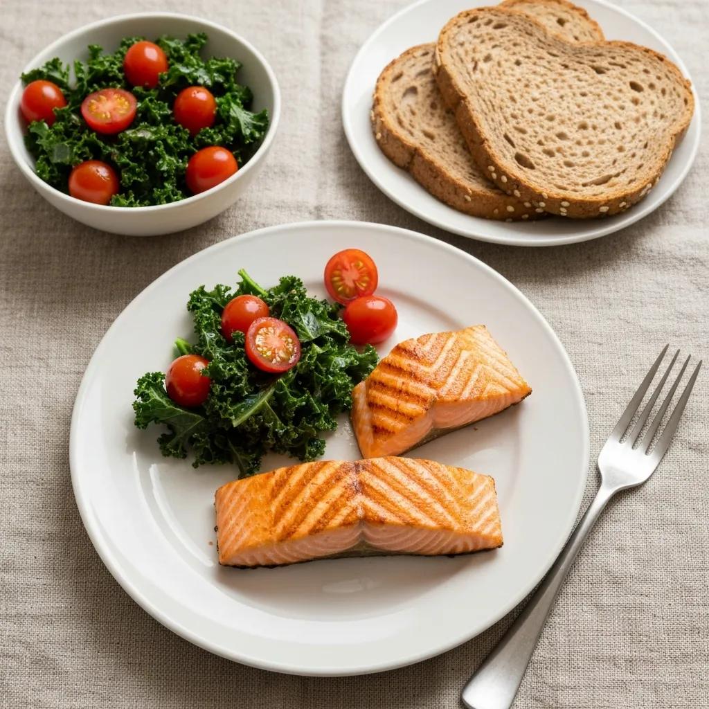 Gesunder Teller für Ektomorphe: Proteine, Vollkorn, Gemüse