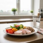 Healthy meal plate for endomorphs featuring lean proteins, vegetables, and whole grains