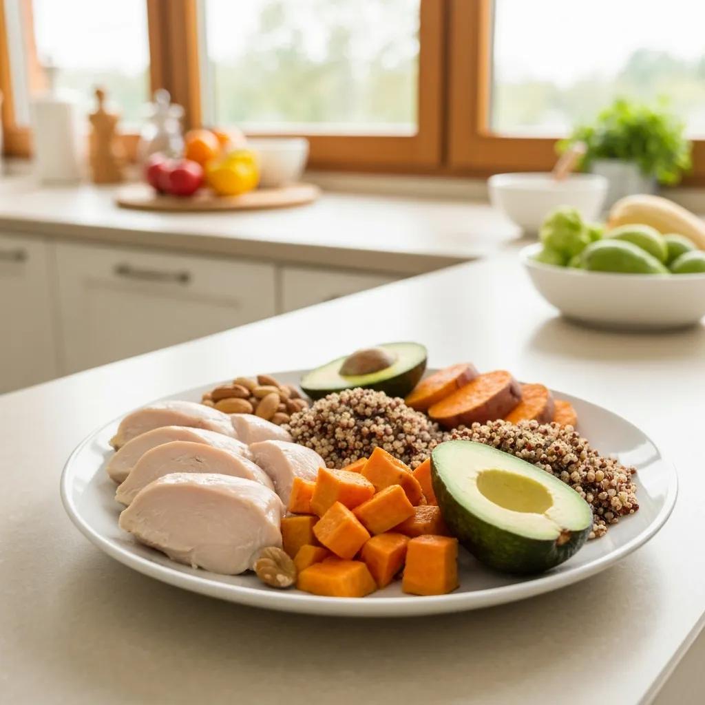 Gesunde Mahlzeit mit proteinreichen und komplexen Kohlenhydraten – ideal für Mesomorphe