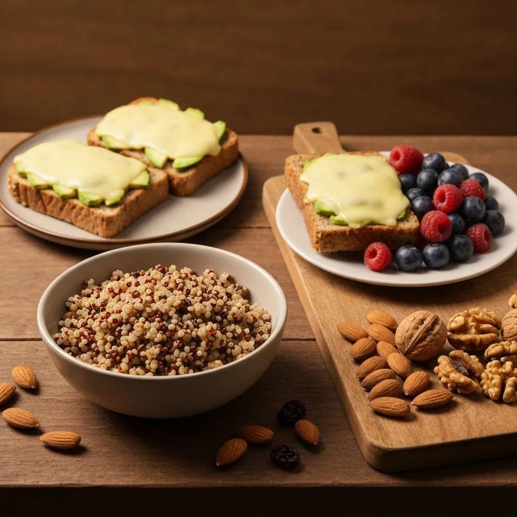 Kaloriendichte, nährstoffreiche Lebensmittel wie Nüsse, Avocado und Vollkornprodukte