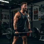 Männlicher Athlet beim Krafttraining zur Förderung von Testosteron und Muskelaufbau