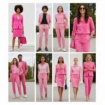 Stylish outfits featuring pink clothing in a vibrant outdoor setting, showcasing versatility and creativity in fashion