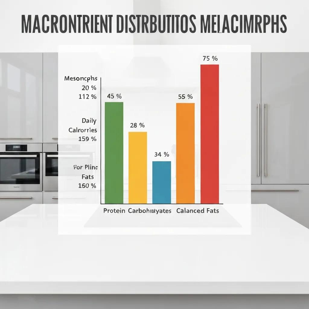 Grafik zur Makronährstoffverteilung für Mesomorphe: Protein, Kohlenhydrate, Fette