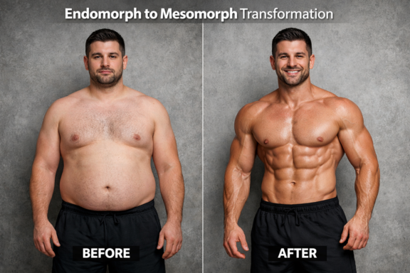 Lichaamsverandering van endomorf naar mesomorf.