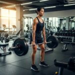 Athletic person performing a squat in a gym, representing effective muscle building for ectomorphs