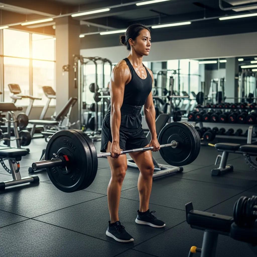 Athletic person performing a squat in a gym, representing effective muscle building for ectomorphs