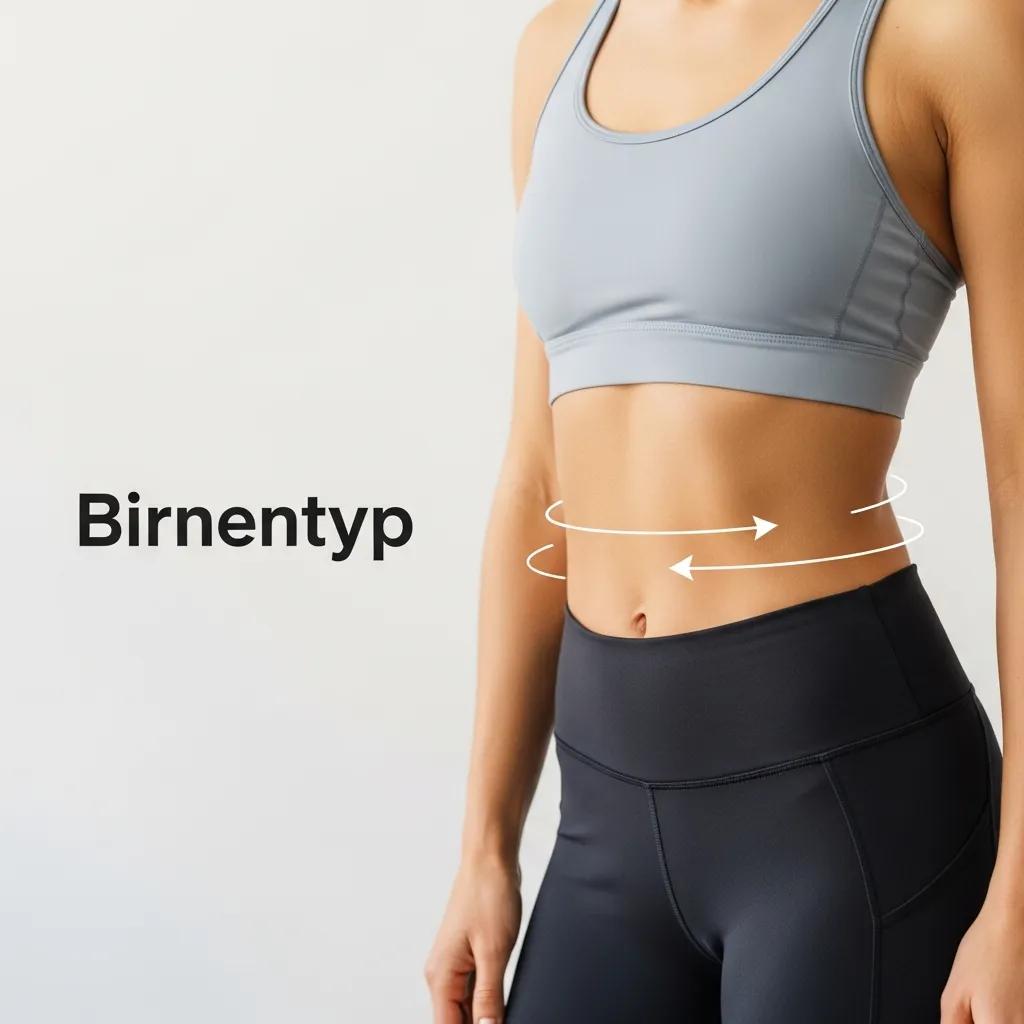 Nahaufnahme einer Frau mit Birnentyp: betonte Taille und Hüfte, positiver, sportlicher Eindruck.