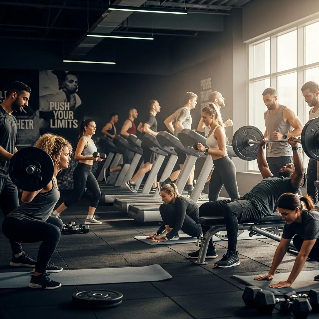 Gruppe trainiert: Kombination aus Krafttraining und Cardio für Definition