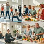 Diverse individuals with endomorphic body types engaging in healthy activities, promoting motivation and community in weight loss