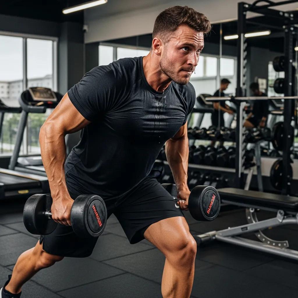 Endomorph trainiert Kraft- und Ausdauerübungen im Fitnessstudio, effektive Trainingsstrategie im Fokus