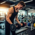 Fit ectomorph individual lifting weights in a gym, representing muscle building challenges and strategies