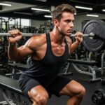 Fit ectomorph individual strength training in a gym, emphasizing muscle building without fat gain