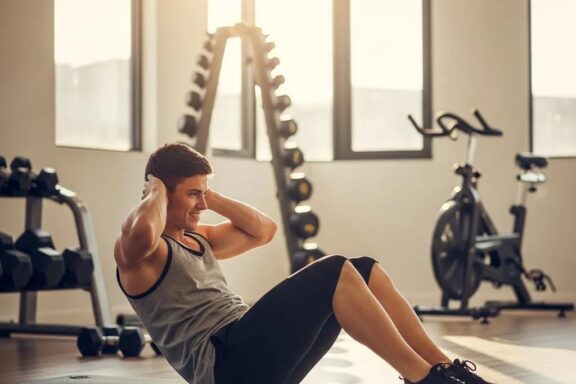 Fit individual exercising in a gym, representing effective fat loss strategies for endomorphs