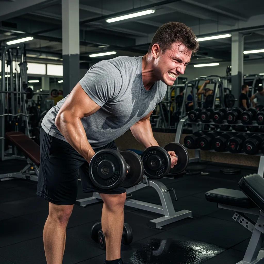 Frustrierter Trainierender im Studio — typische Trainingsfehler, die Muskelaufbau bremsen