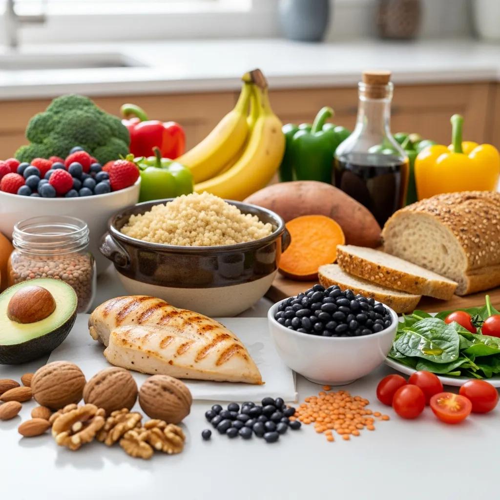 Gesunde Mahlzeit mit Protein, Kohlenhydraten und Fetten – Ernährung für Muskelaufbau bei Ektomorphen