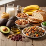 Healthy meal options for ectomorph hardgainers including avocados, nuts, and whole grains
