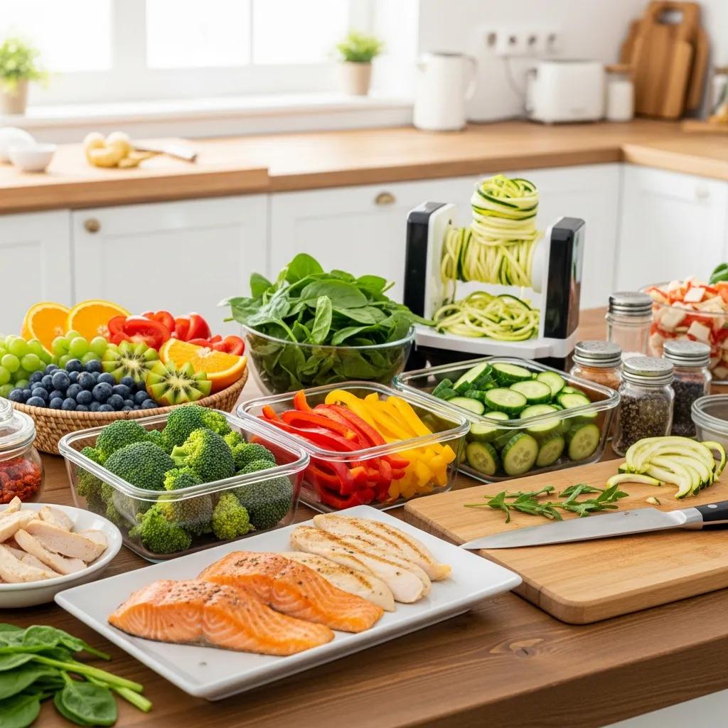 Healthy meal prep for Endomorph Detox Diet featuring fresh vegetables and lean proteins