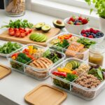 Healthy meal prep for endomorph metabolism optimization with colorful vegetables and lean proteins