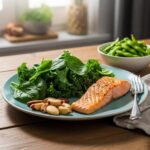 Healthy meal rich in iodine and selenium for thyroid function support
