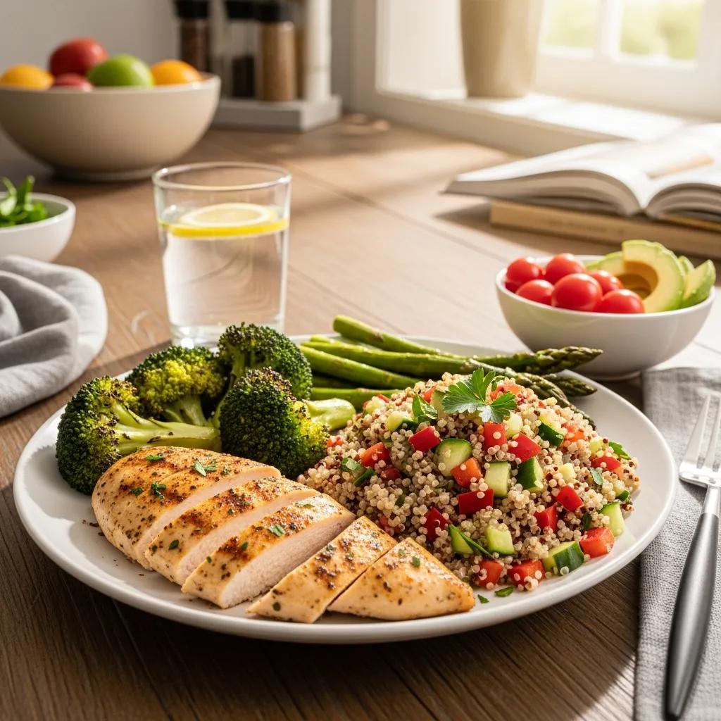 Ausgewogene Mahlzeit mit proteinreichen Zutaten – Ernährungsstrategien für Ektomorphe