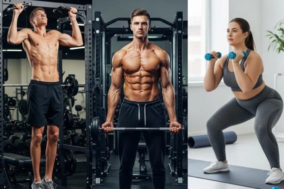 Drie lichaamstypes in de sportschool