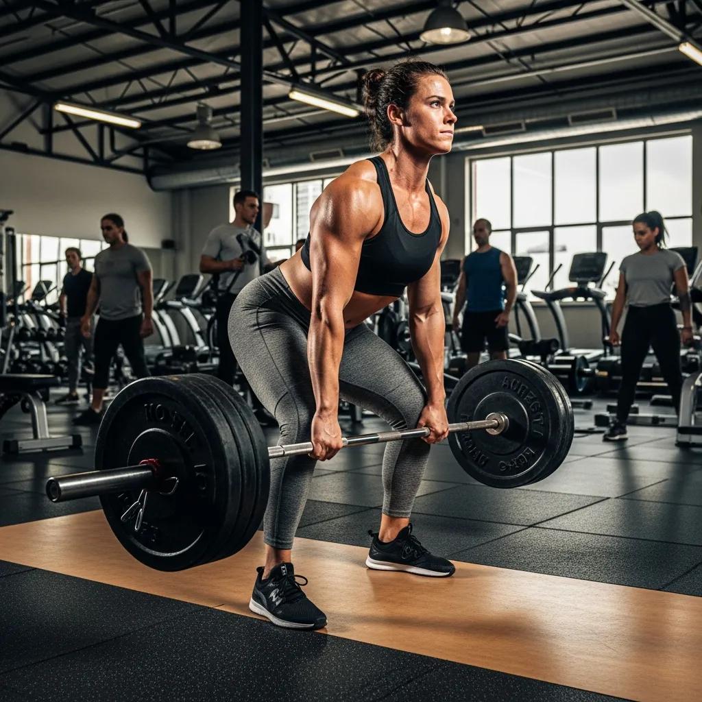 Person beim Krafttraining im Fitnessstudio – Muskelaufbau unterstützt den Fettabbau
