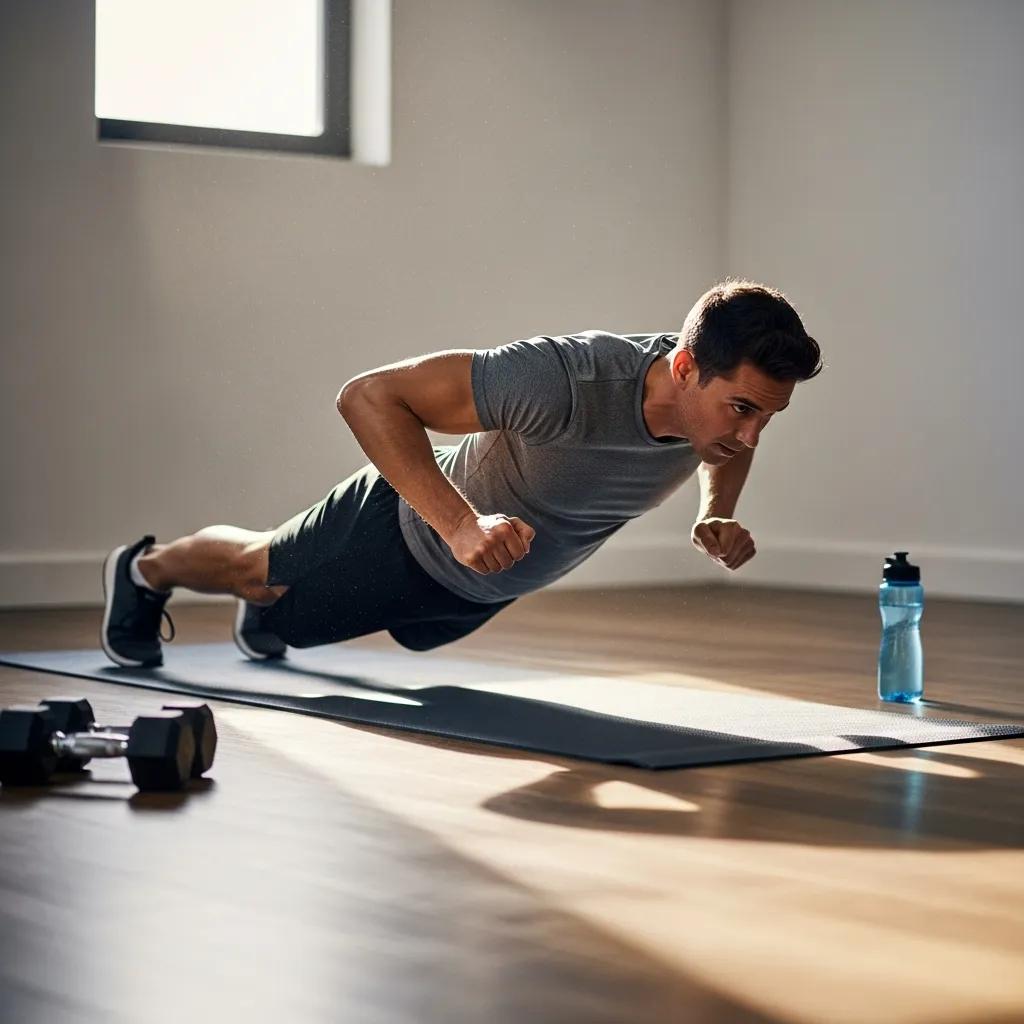 Person zeigt korrekte Ausführung eines Liegestützes – Bodyweight‑Training für Muskelaufbau