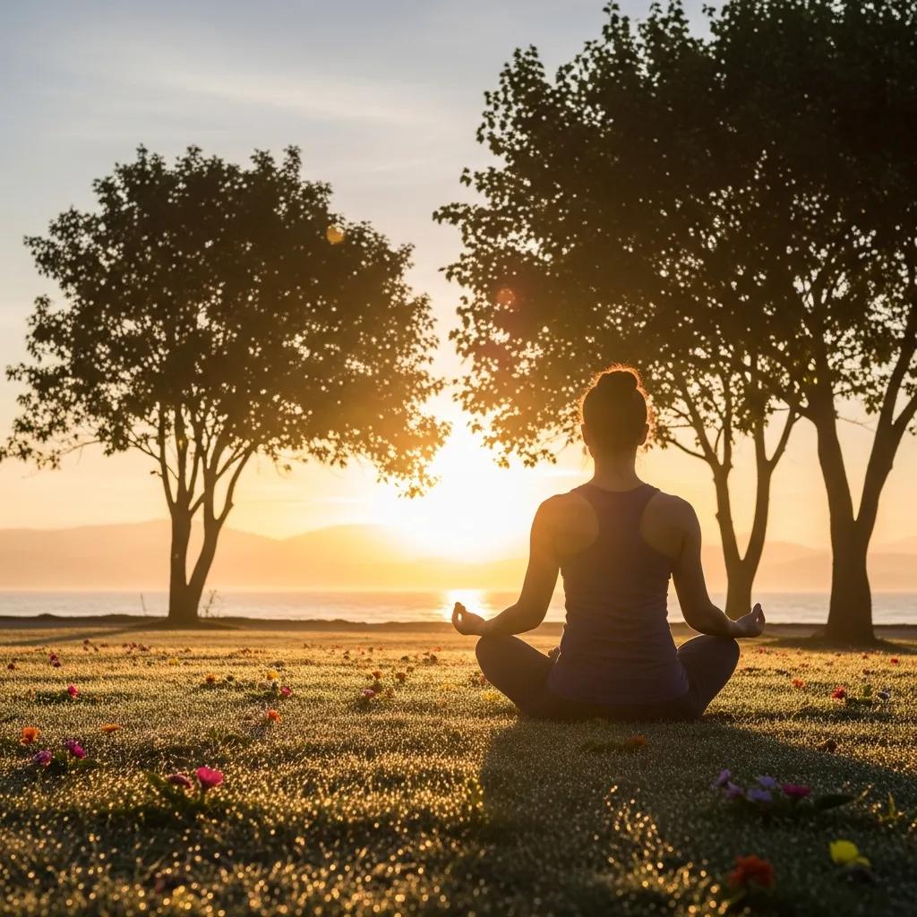 Person praktiziert Yoga im Freien zur Stressreduktion und verbesserten Insulinsensitivität