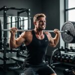 Mesomorph athlete lifting weights in a gym, showcasing strength and fitness