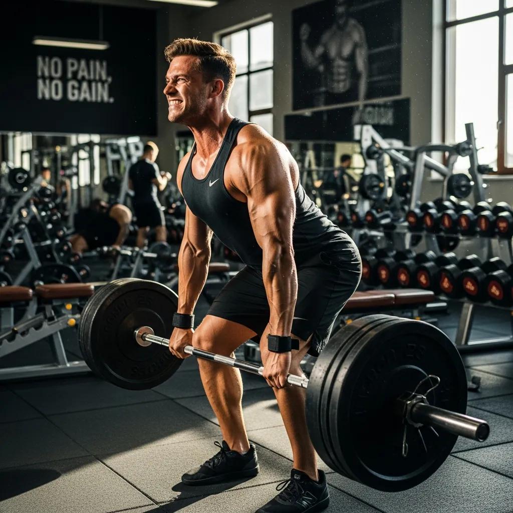 Mesomorph athlete strength training in a gym, showcasing optimal regeneration strategies